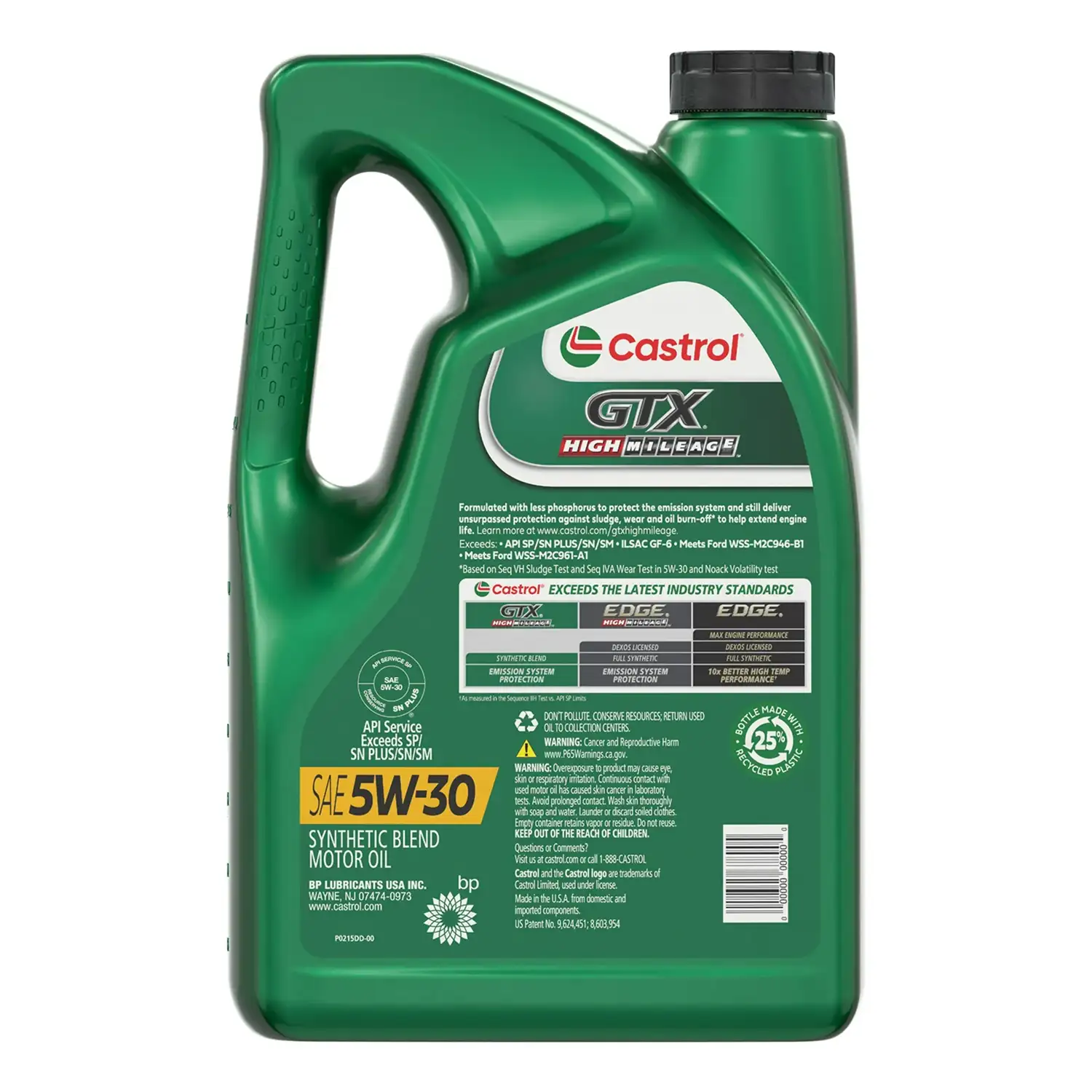 Castrol GTX High Mileage 5W-30 Synthetic Blend Motor Oil, 5 Quarts - Imagen 2
